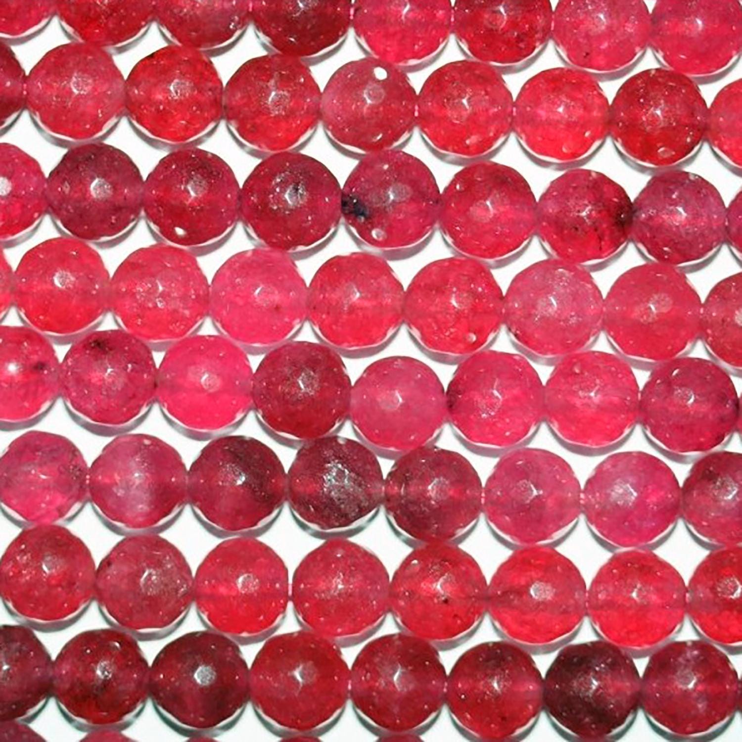 Perles rondes à facettes en quartz fuchsia St, 8 mm, 40 cm (16 pouces) - Fil de 40 cm (40 pouces)