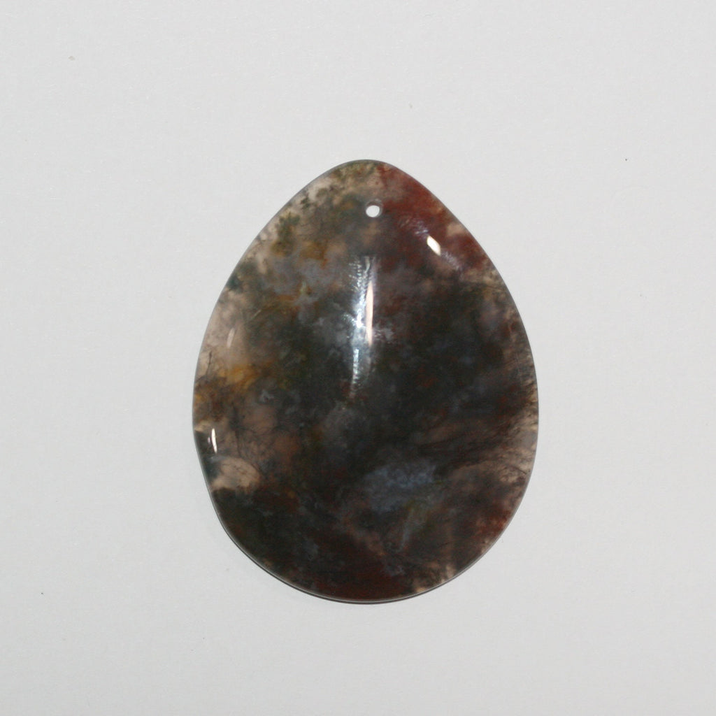Colgante de gota lisa de ágata musgosa 53x41 mm aprox. (1 ud.)