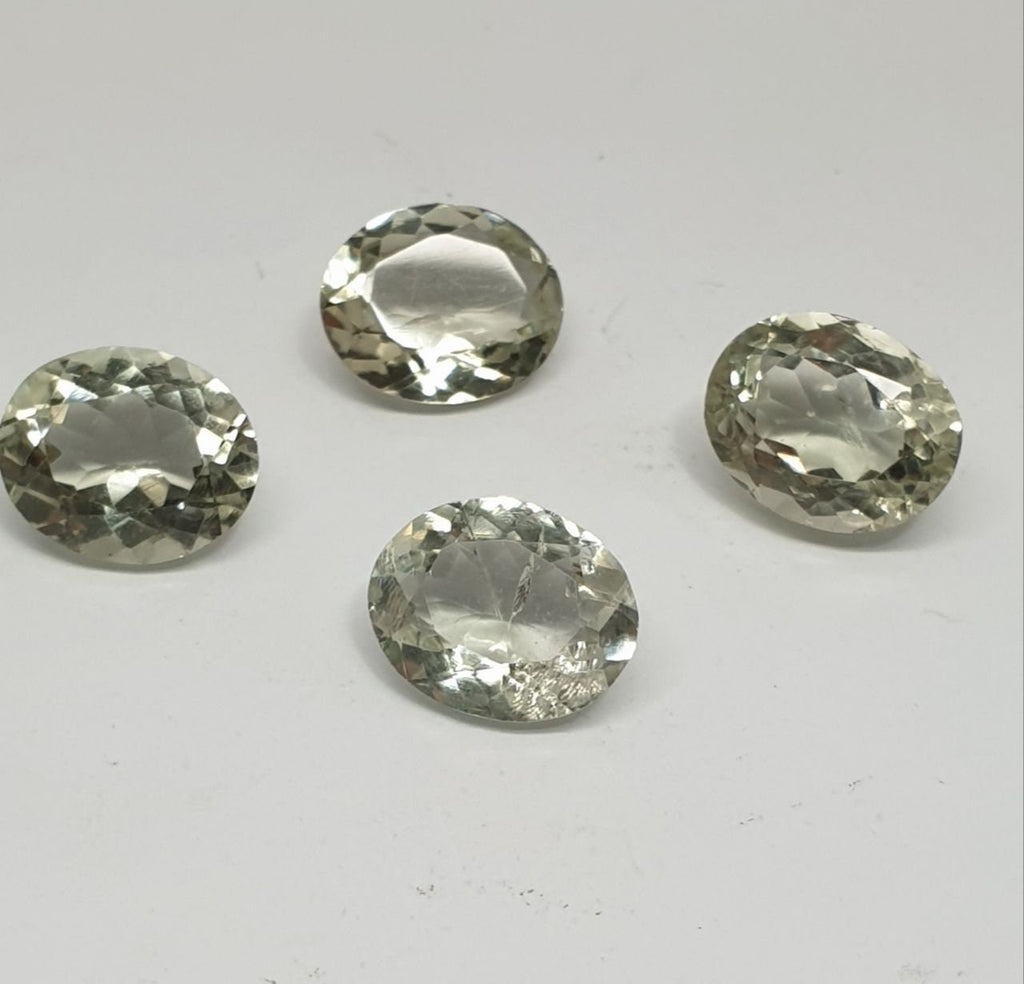 Lote de 4 piezas de prasiolita facetada ovalada de 11 x 9 mm (4 piezas) - Artículo 195LO