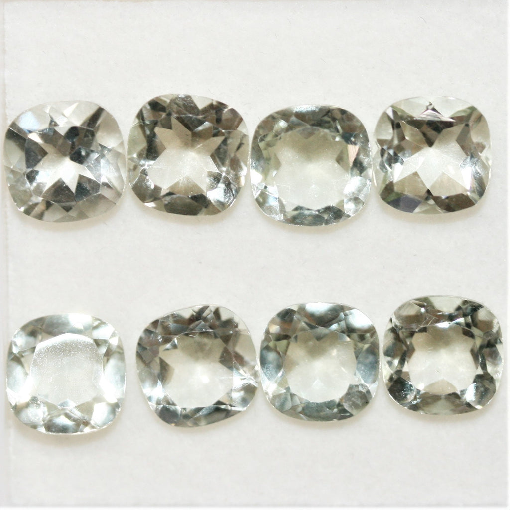 Lote de Prasiolita Cuadrada Facetada 8mm.- 8 Piezas