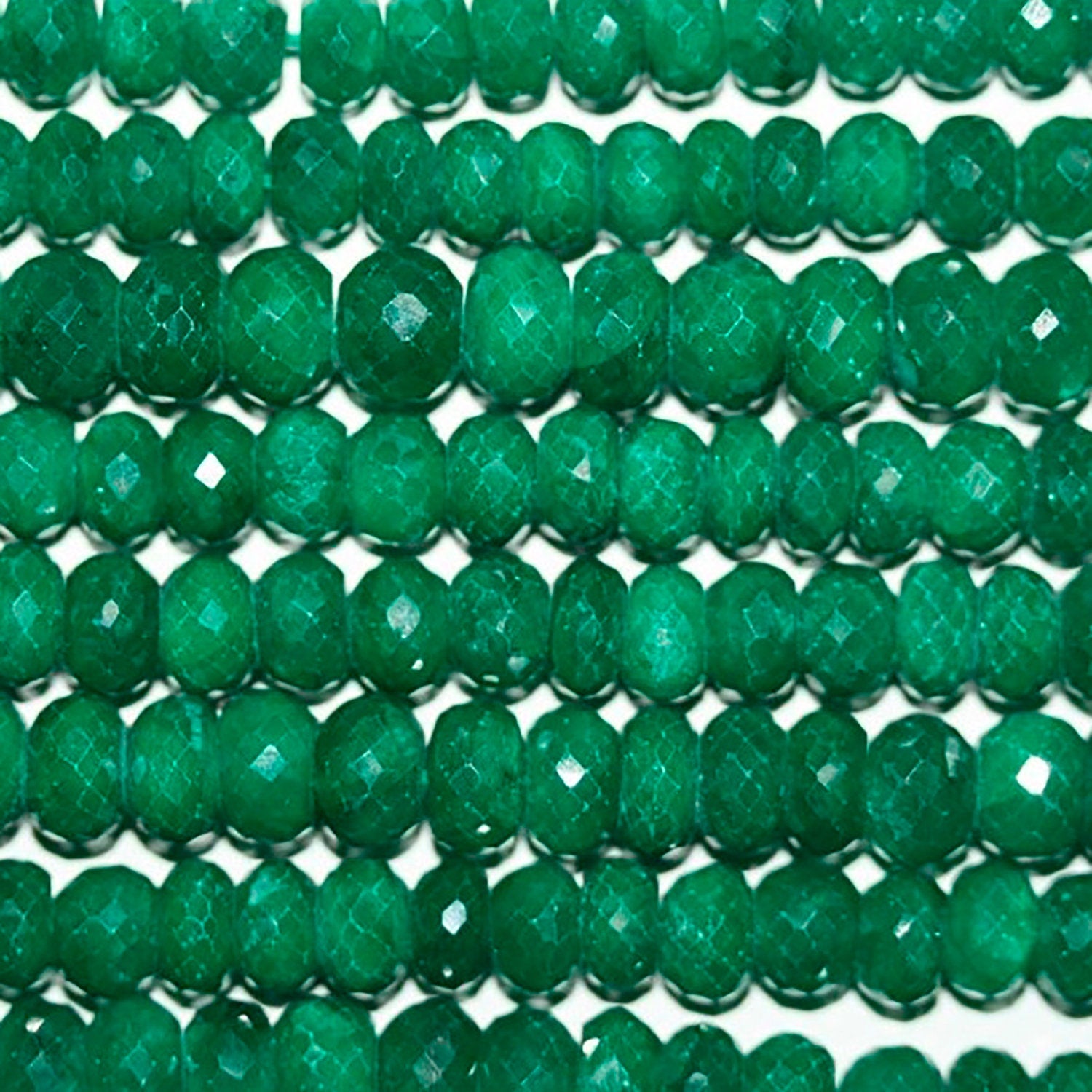 14" St Emerald ( Corundum ) Faceted Rondelle Beads 8x6mm.-Strand 37cm
