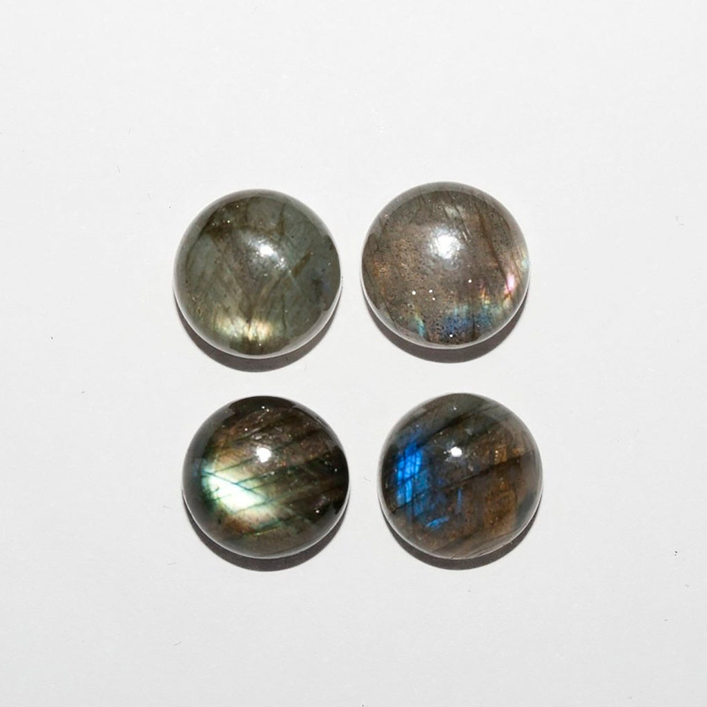 Lote de 4 cabujones redondos de labradorita de 11 mm (4 unidades)