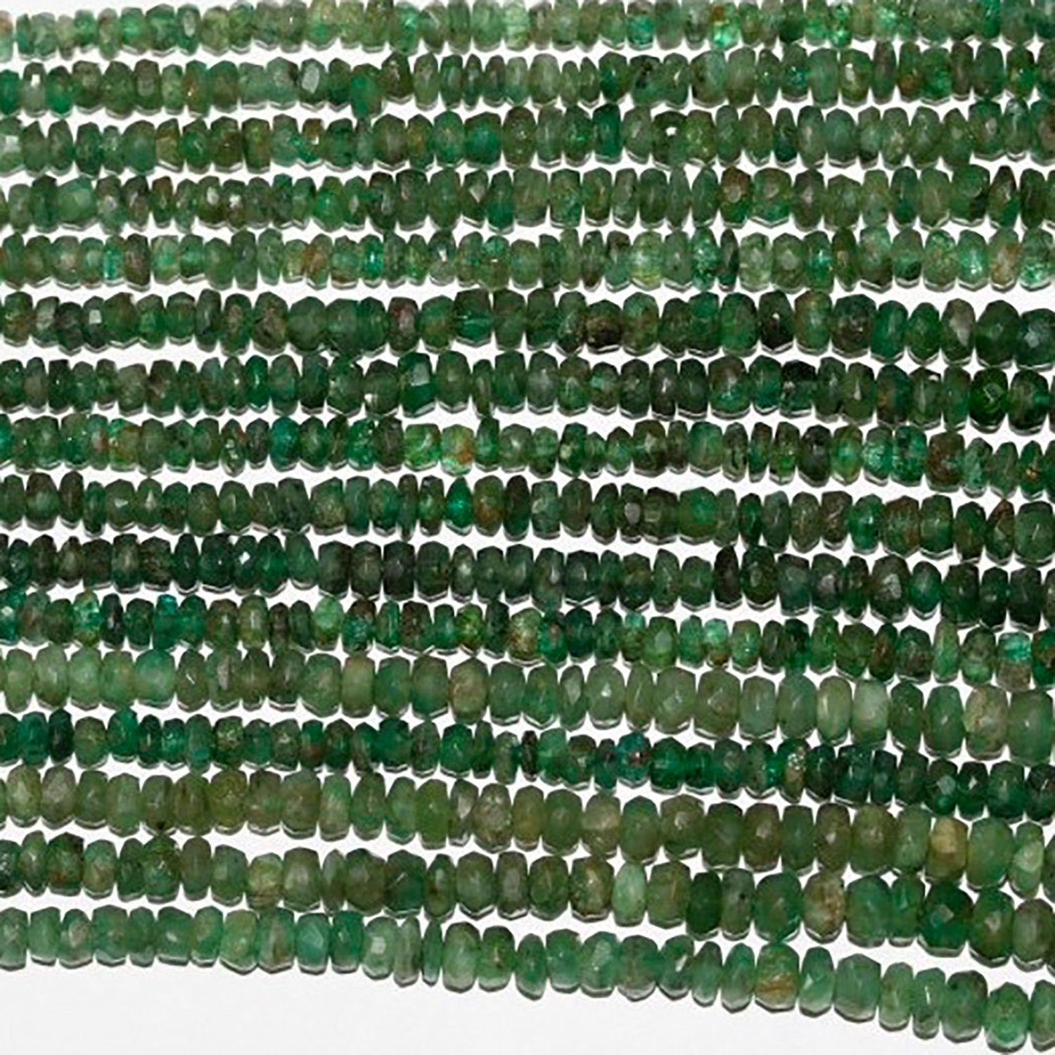 14" St Emerald Faceted Rondelle Beads 4x2mm.-Strand 37cm