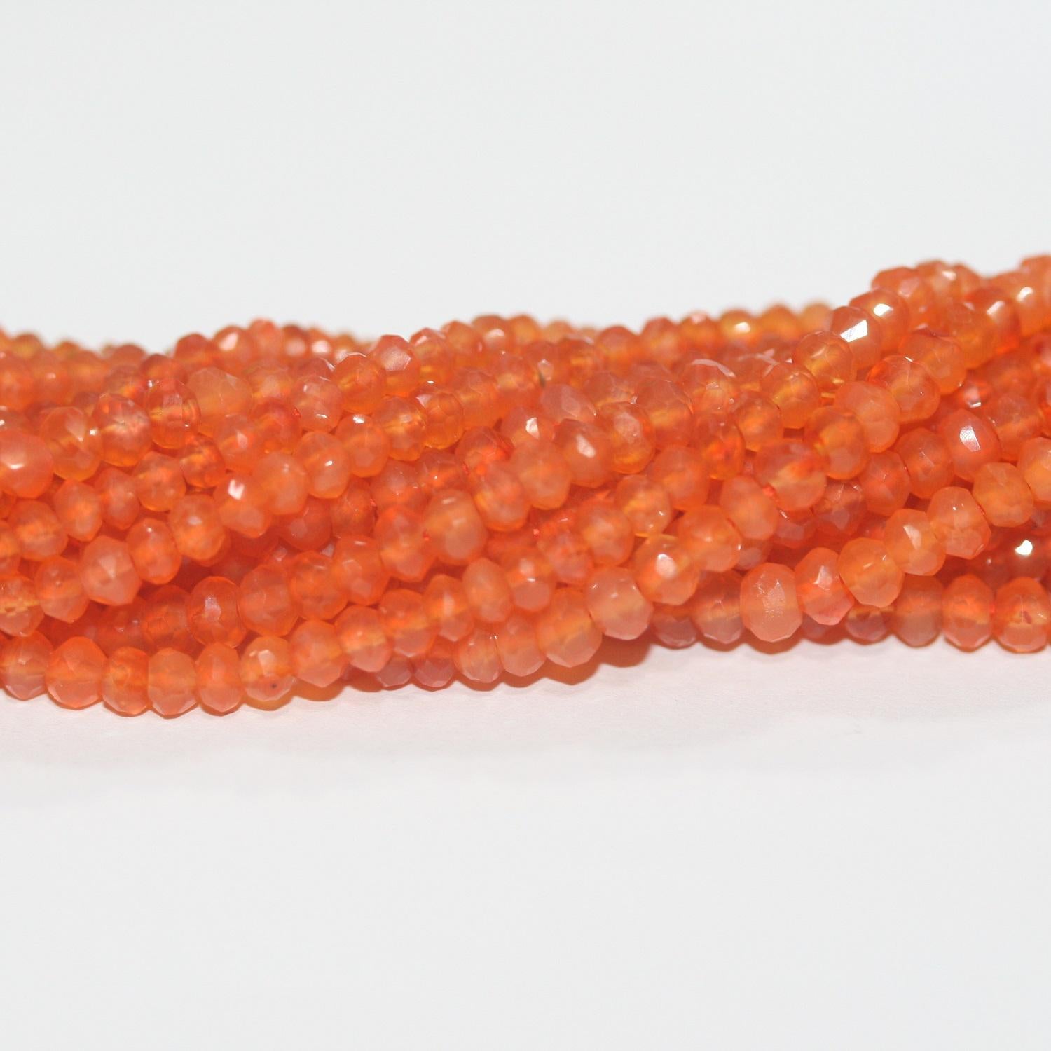 13" St Carnelian Faceted Rondelle Beads 3.5x2.5mm.-Strand 33cm.
