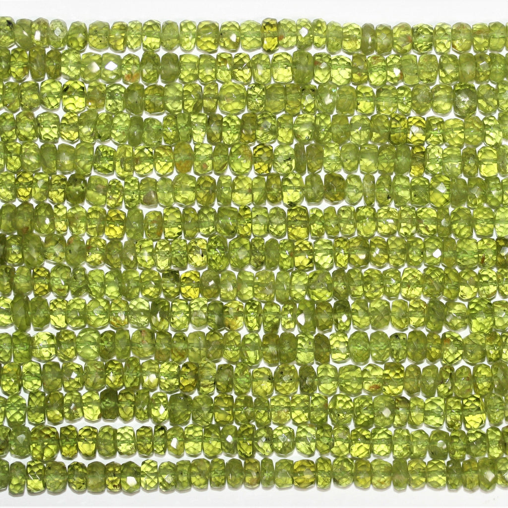 13" St Peridot Faceted Rondelle Beads 6x3.5mm.-Strand 33cm.