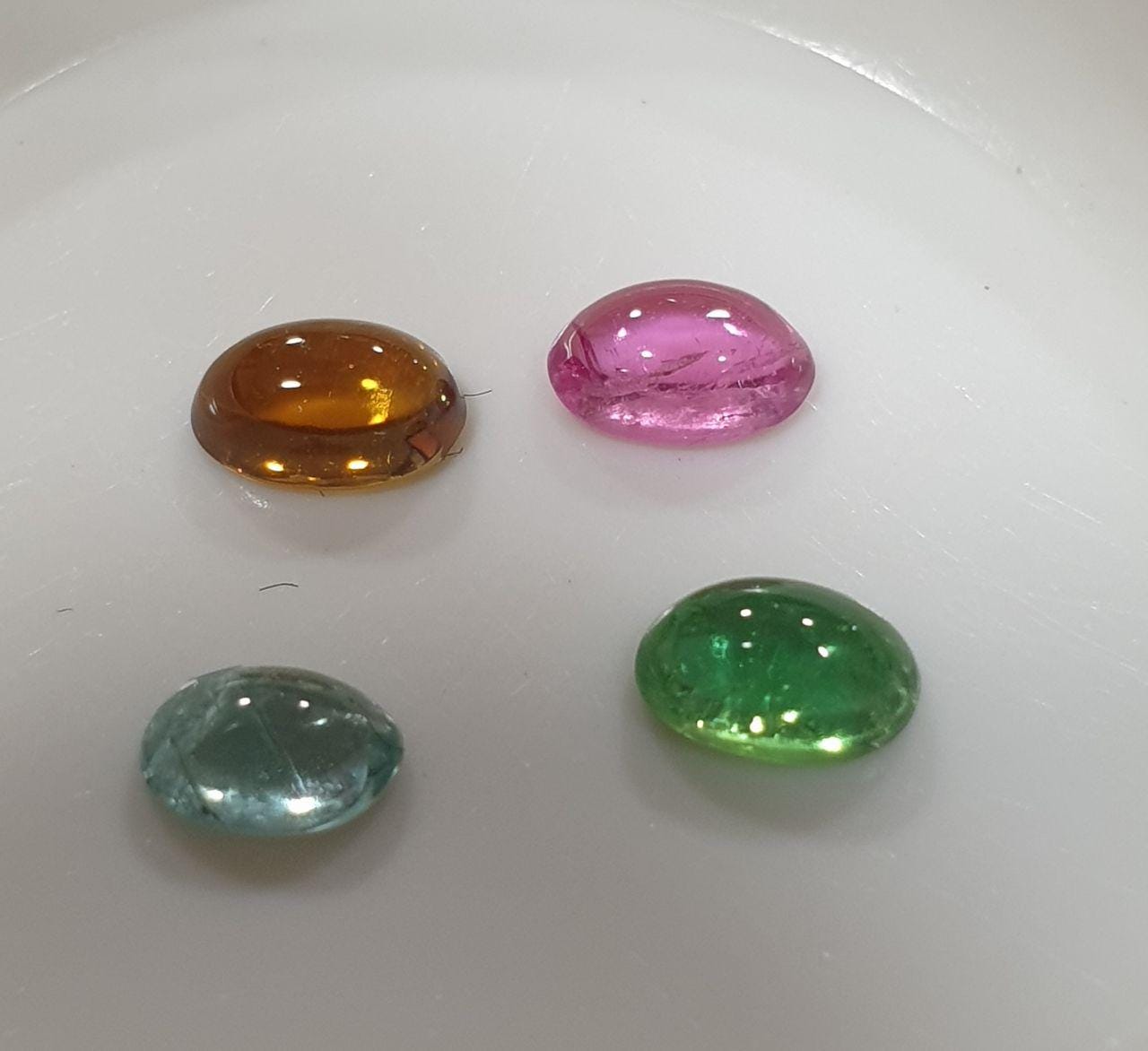 Tourmaline Lot Oval Cabochons 5x3mm.-(4pcs)  -Gemstone Parcels-Loose Stones Wholesale Price