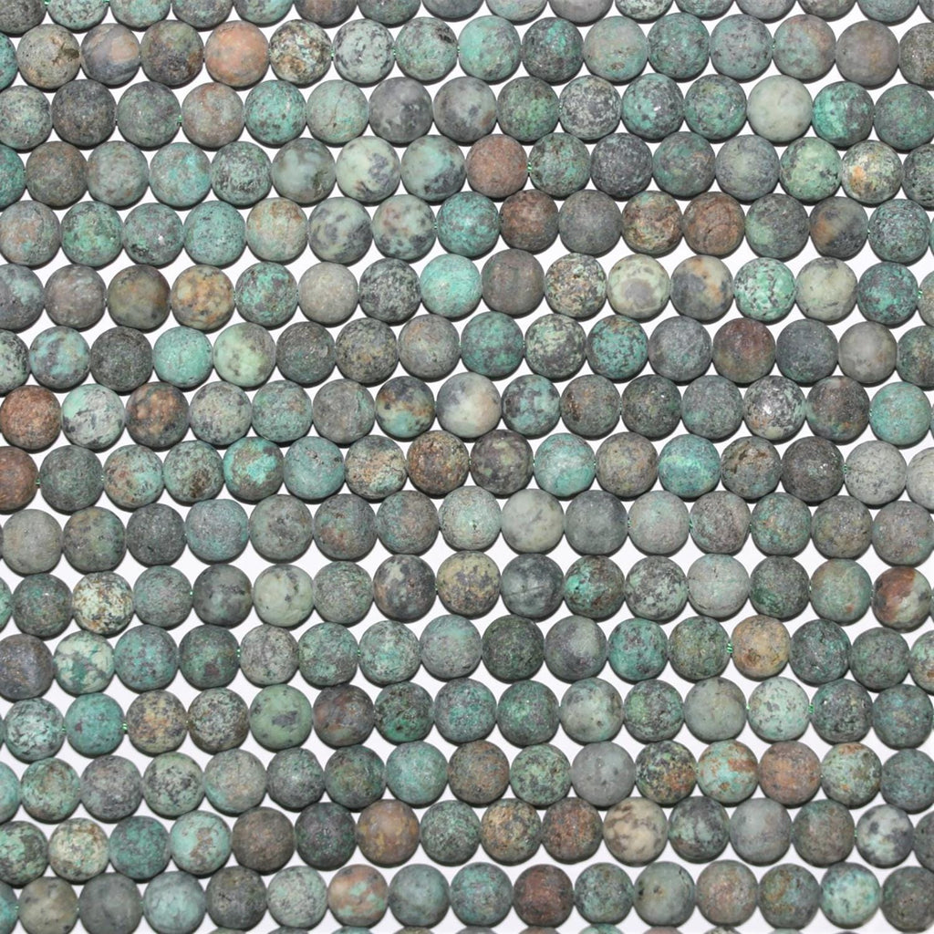 Perles rondes lisses en turquoise africaine, finition mate, 4 mm, 15 pouces (38 cm) - Fil de 39 cm