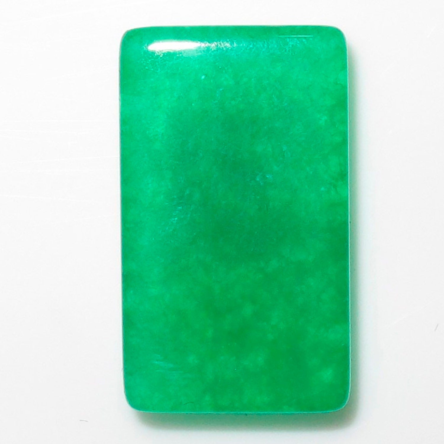10 Pcs Lot   Dyed Green Jade Rectangular Flat Cabochon 20x12 mm. (10 pcs.)