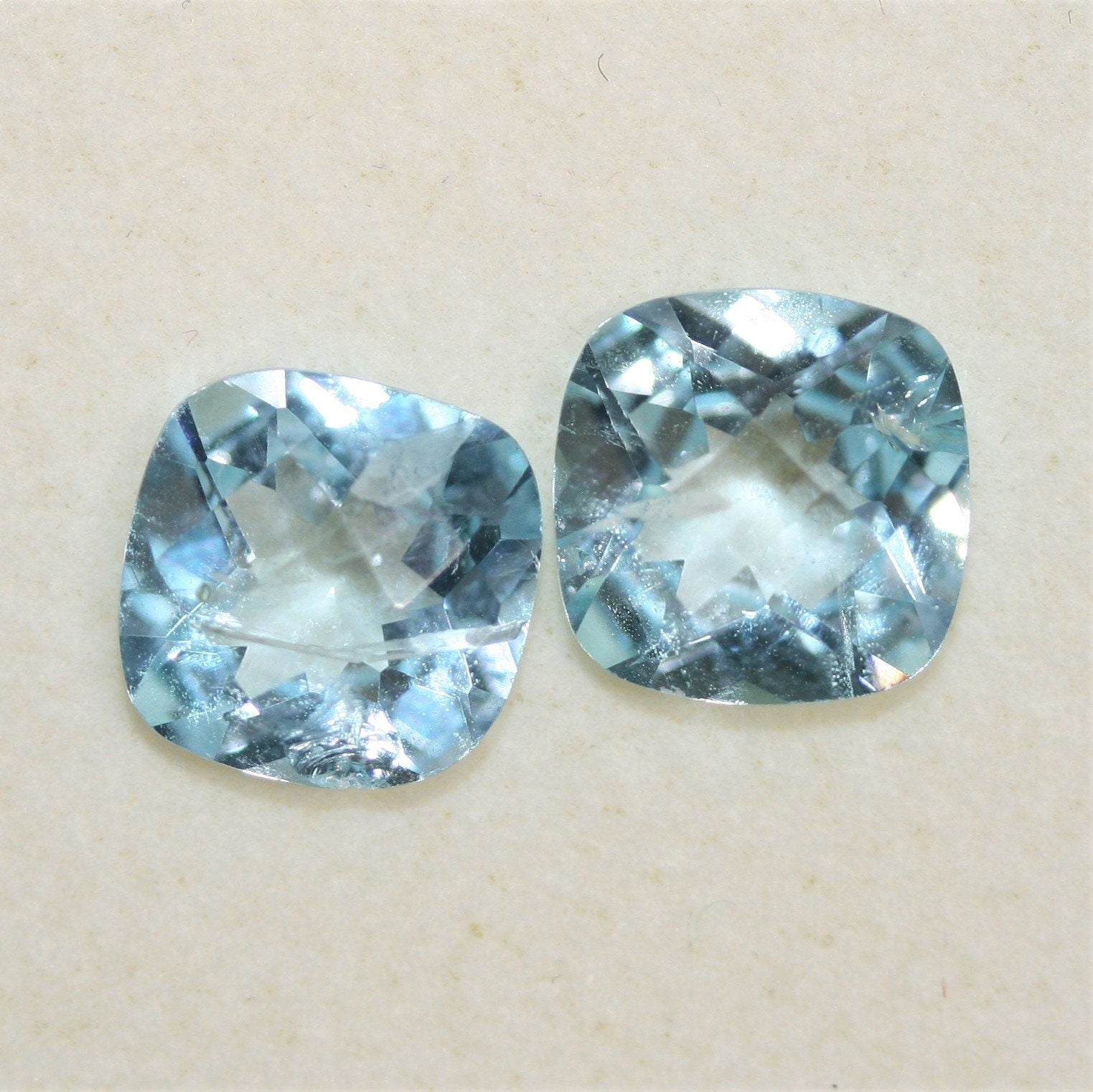 Lote de 2 piezas de Topacio Cielo Facetado Cojín de 8 mm. (2 uds.).