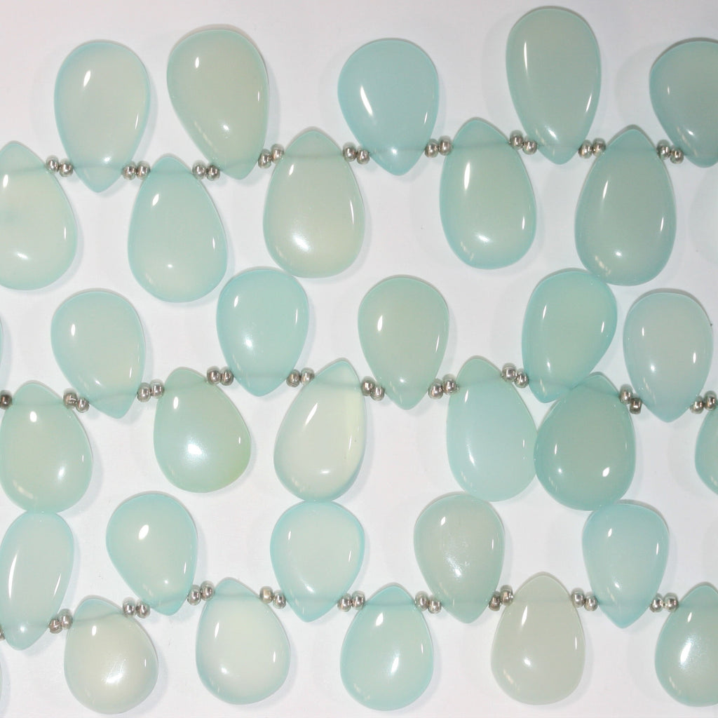 Cuentas lisas de calcedonia azul verdosa de 8" de largo, 18 x 13 mm. Aprox. - Hilo de 21 cm.