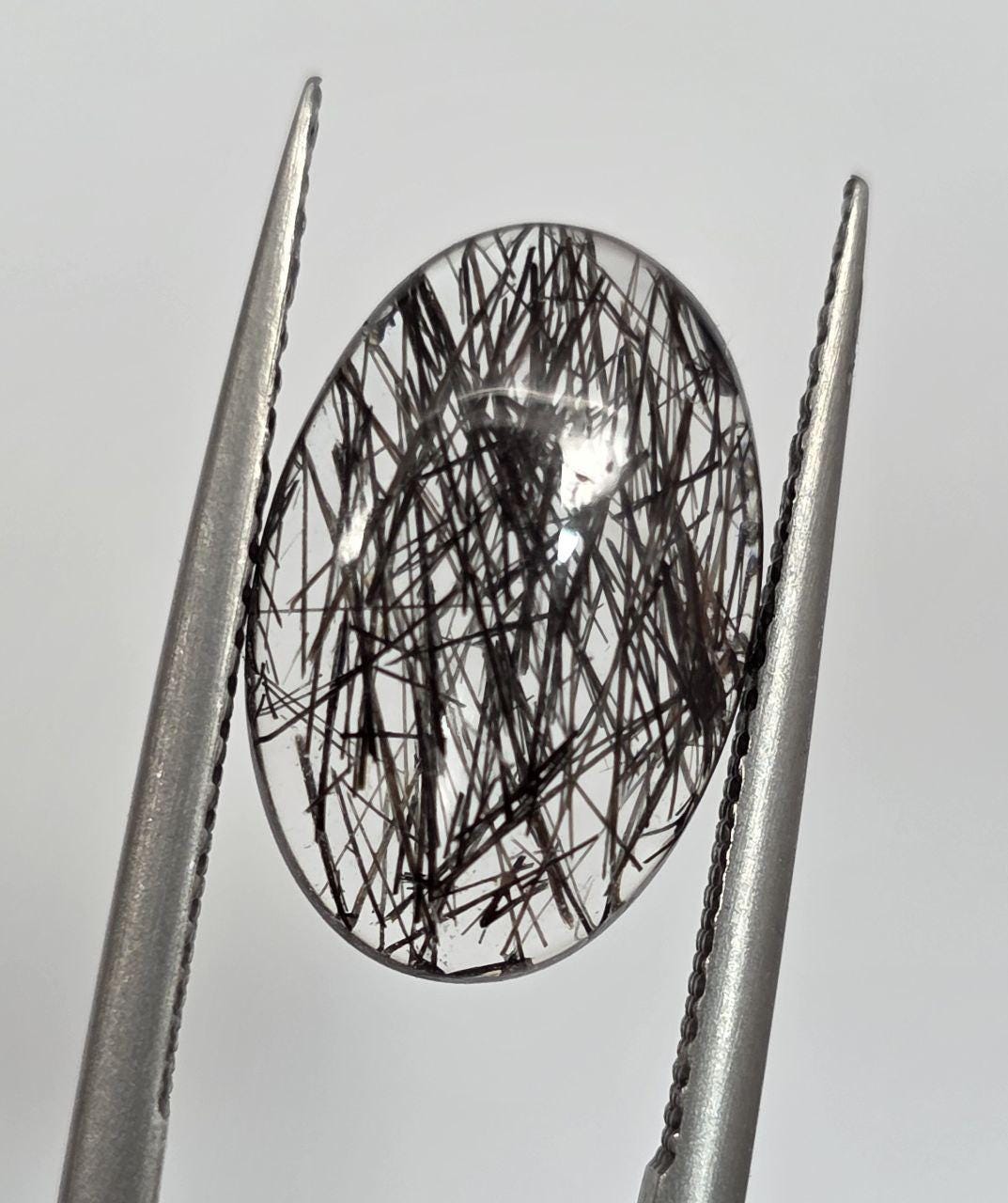 AAA Top Quality Tourmalinated Quartz   Cabochon 14.8x9.7mm Fine Quality Rare and Clear 3.95ct