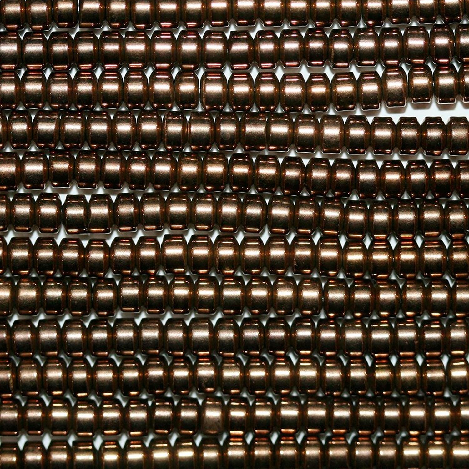 Cuentas redondas lisas de hematita marrón de 16" (3 x 2 mm) - Hilo de 40 cm