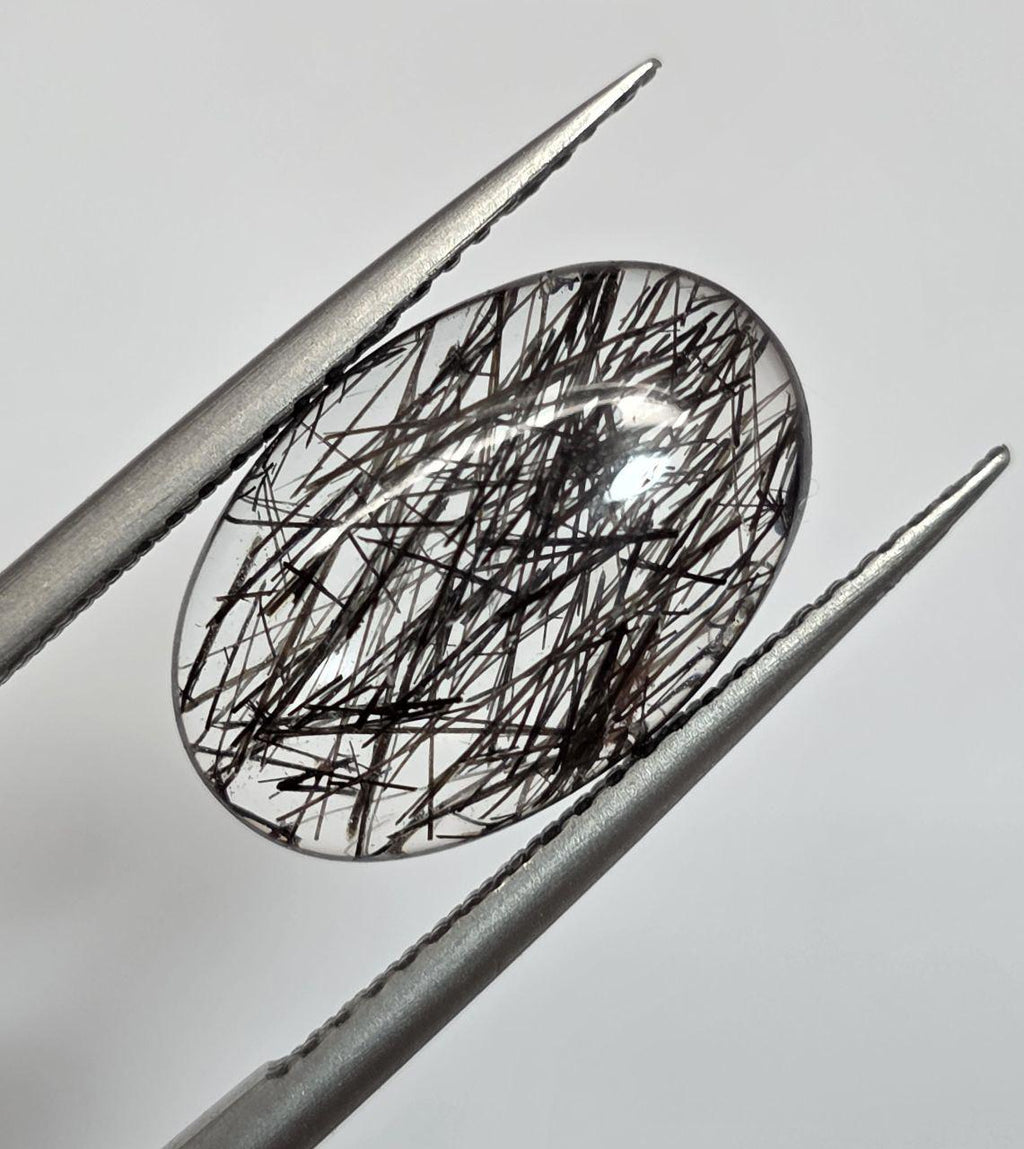 Cabochon en quartz tourmaliné de qualité supérieure AAA, 14,8 x 9,7 mm, rare et limpide, 3,95 ct