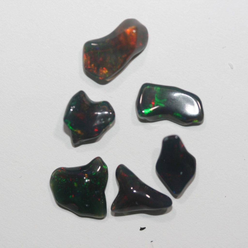 Lote de 6 piezas de ópalo negro etíope de forma irregular, de 8 a 10 mm (6 unidades) - Paquetes de piedras preciosas - Piedras sueltas al por mayor