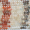 Perles rondes lisses en pierre de lune multicolore de 14 pouces (7 mm) - Fil de 37 cm