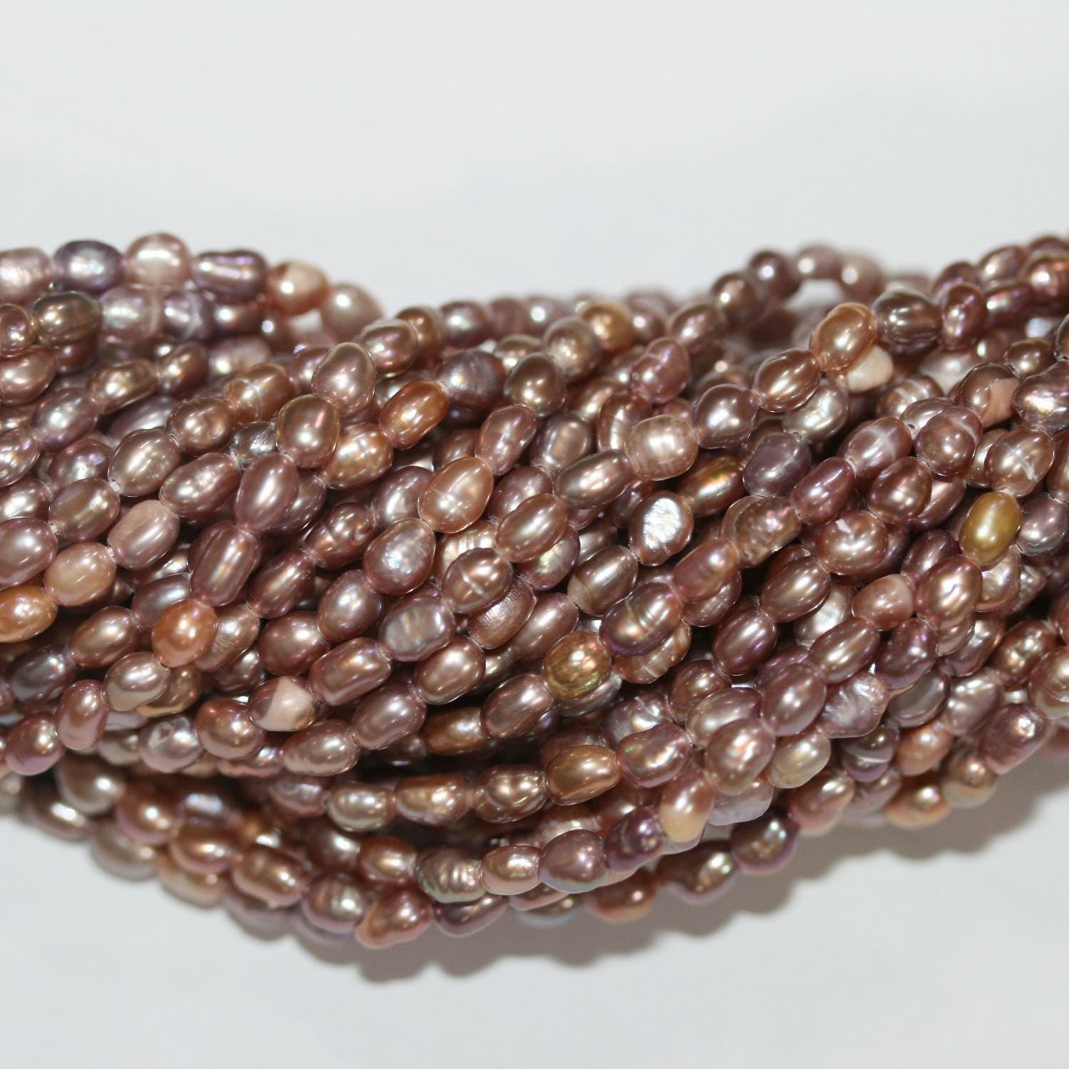 13" St FreshWater  Multicolor Oval Pearl Beads 3.5-4mm -Strand 35cm- Item.14771 -Natural Pearls wholesale Prices