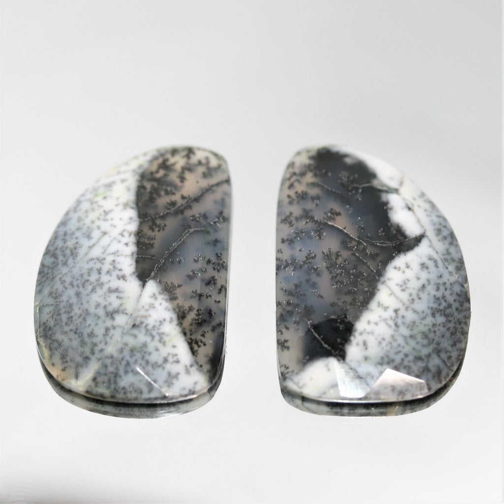 Dendritic Agate Faceted Oval Cabochon 34x22mm. (45ct.) - 1 Pair