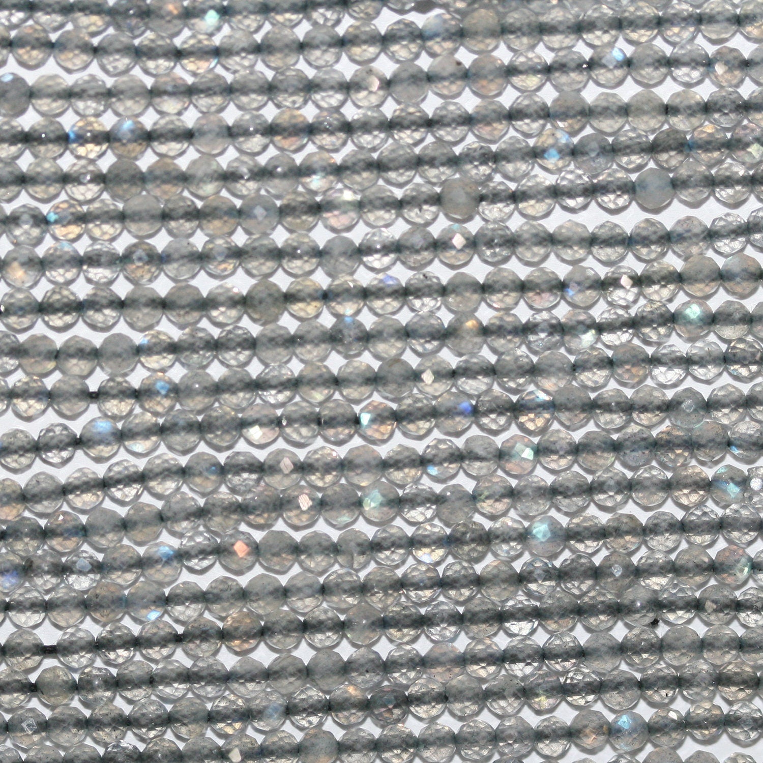 12" St Labradorite Faceted Round Beads 2.5mm.-Strand 32cm.