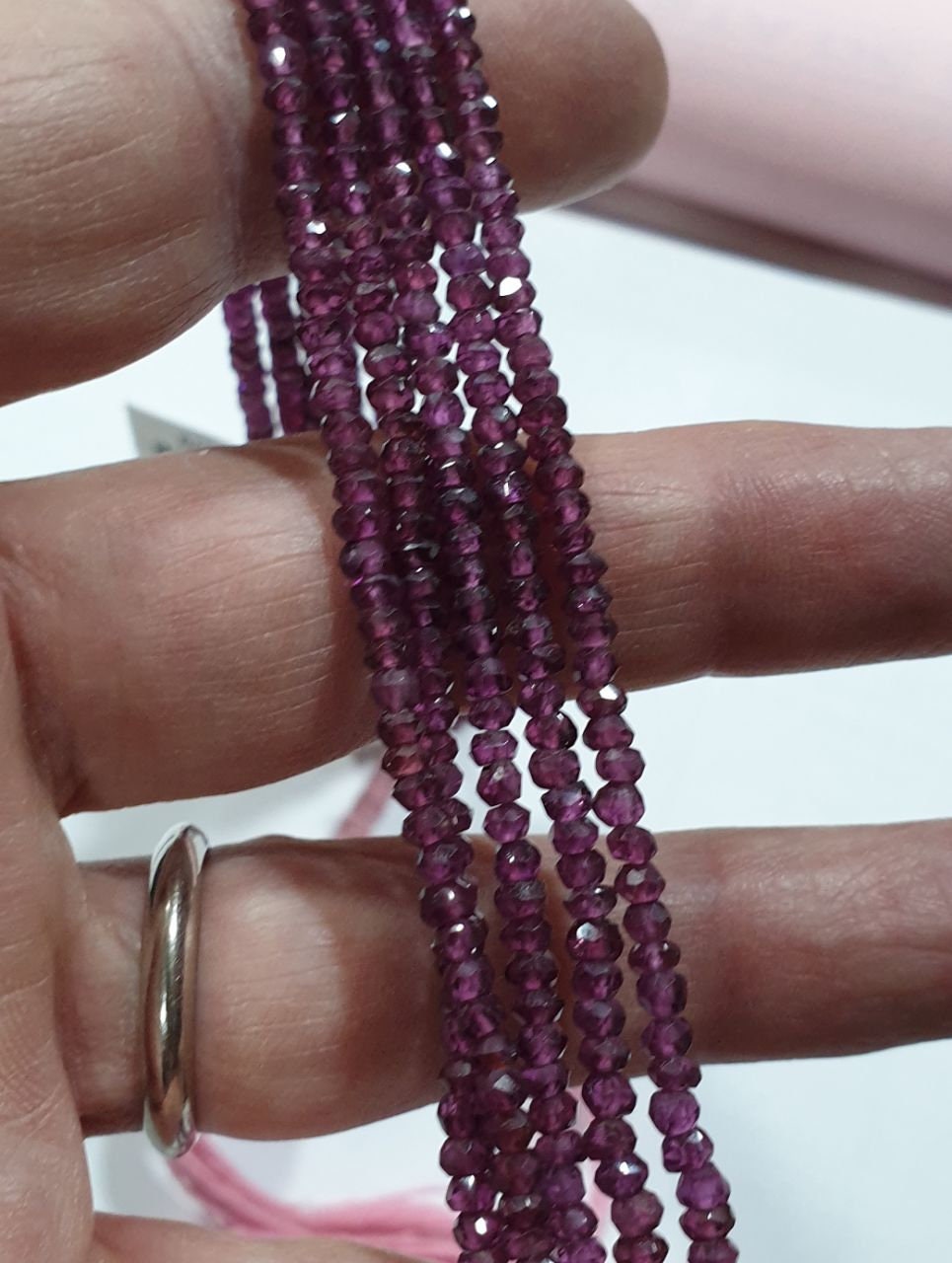 13" St Garnet Faceted Rondelle Beads 3x2mm.-Strand 33cm