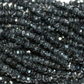13" St Dark Grey Spinel Faceted Rondelle Beads 4x3mm.-Strand 33cm