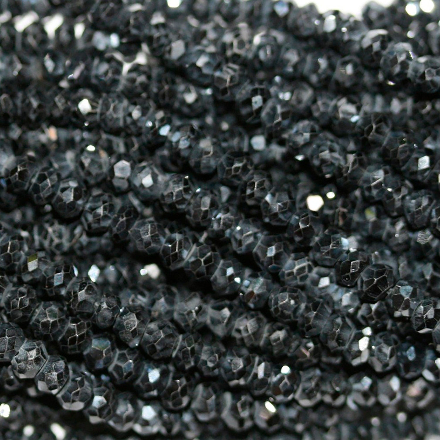 13" St Dark Grey Spinel Faceted Rondelle Beads 4x3mm.-Strand 33cm