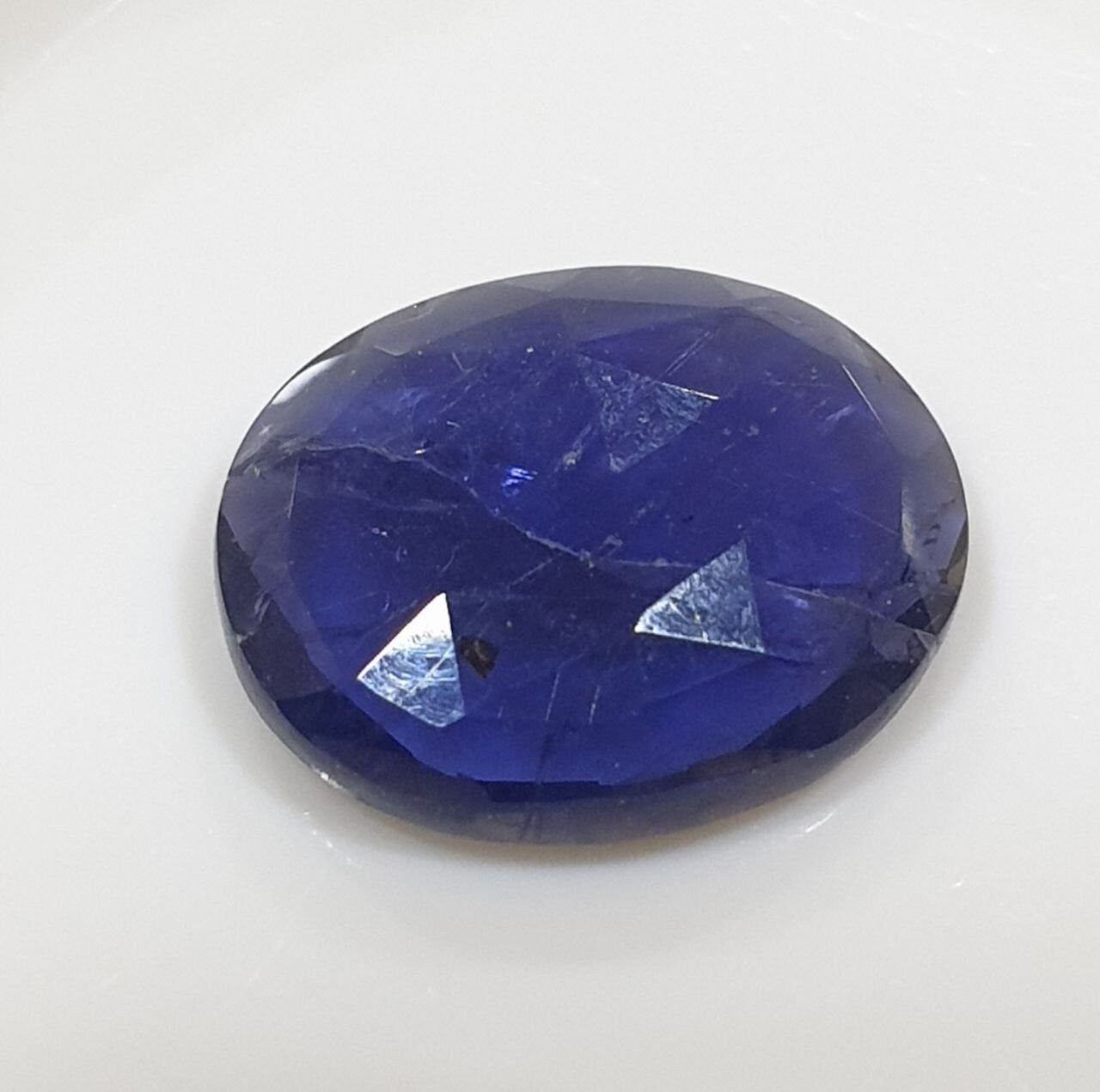 Iolite Cordierite Faceted  Cabochon Shape 9x11mm - Natural Untreated  Gemstone- Deep Blue Color