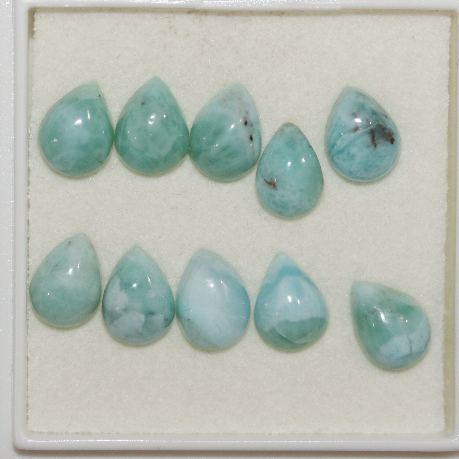 10Pcs Lot Larimar Drop Cabochon 9x6mm. (10 pcs.)