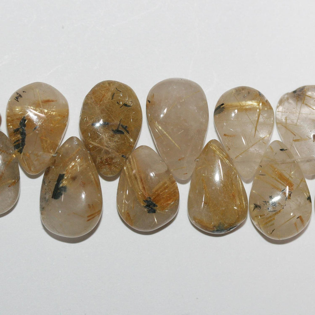 Perles en quartz rutile lisses de 8 pouces, 14 x 9 mm. - Environ - Fil de 20 cm.