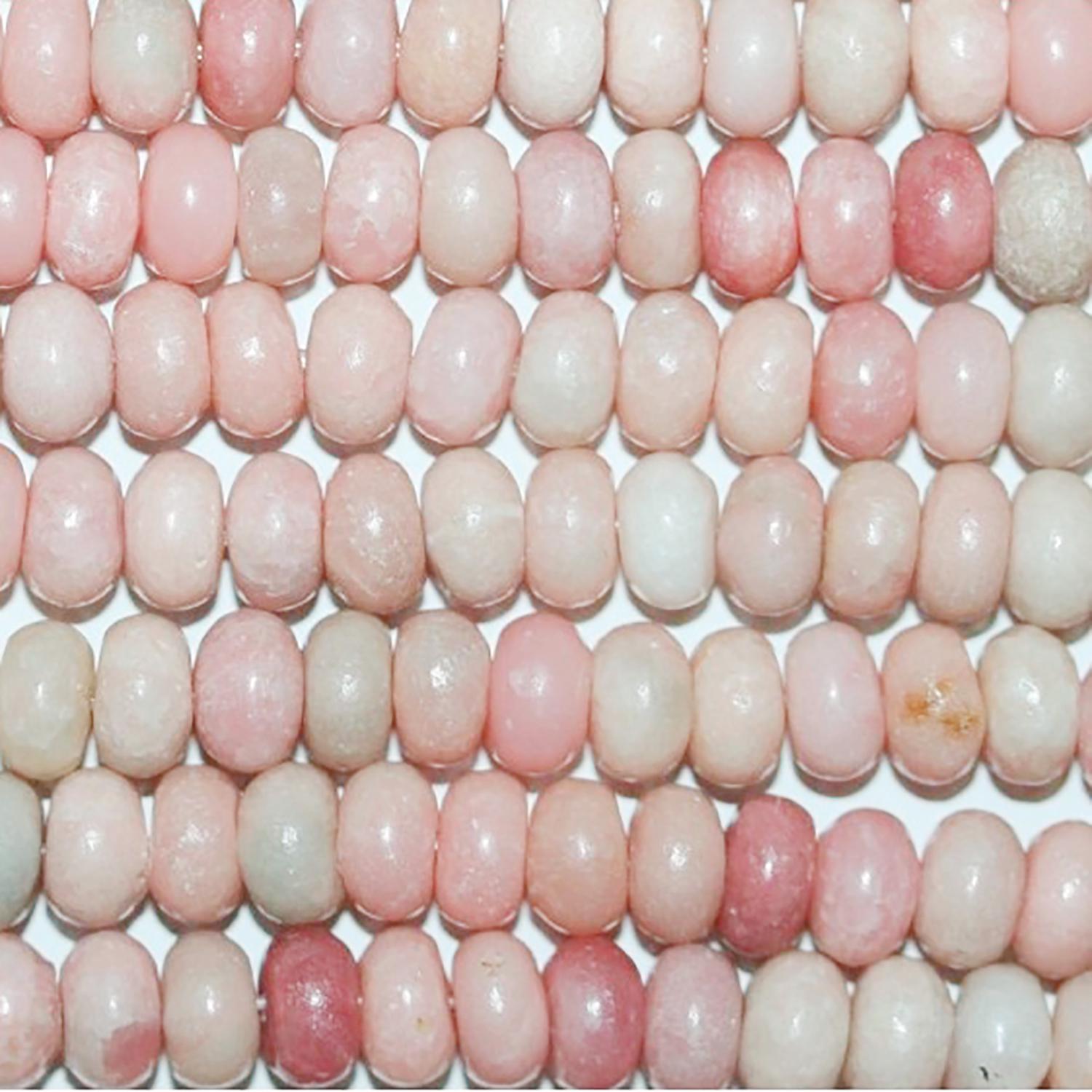 Perles rondelles lisses en opale rose St, 8 x 5 mm environ, 14 pouces (35,5 cm) - Longueur du fil : 38 cm environ