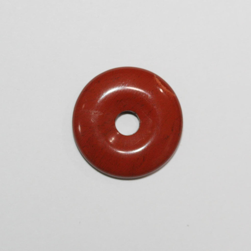 Pendentif donut lisse en jaspe rouge 25 mm