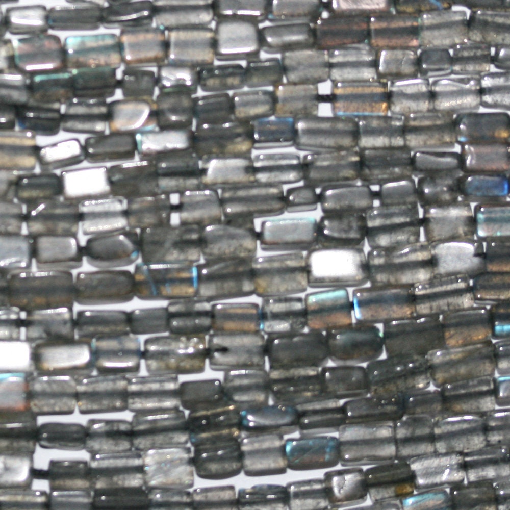 14" St Labradorite Smooth Brick Prism Beads  4x3mm.-Strand 36mm.