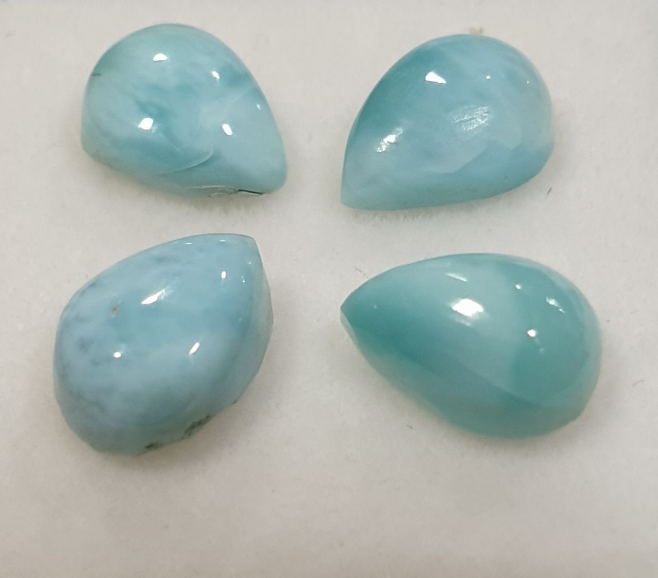 Larimar Lot Drop Cabochon 7x5mm.-(4Pcs)