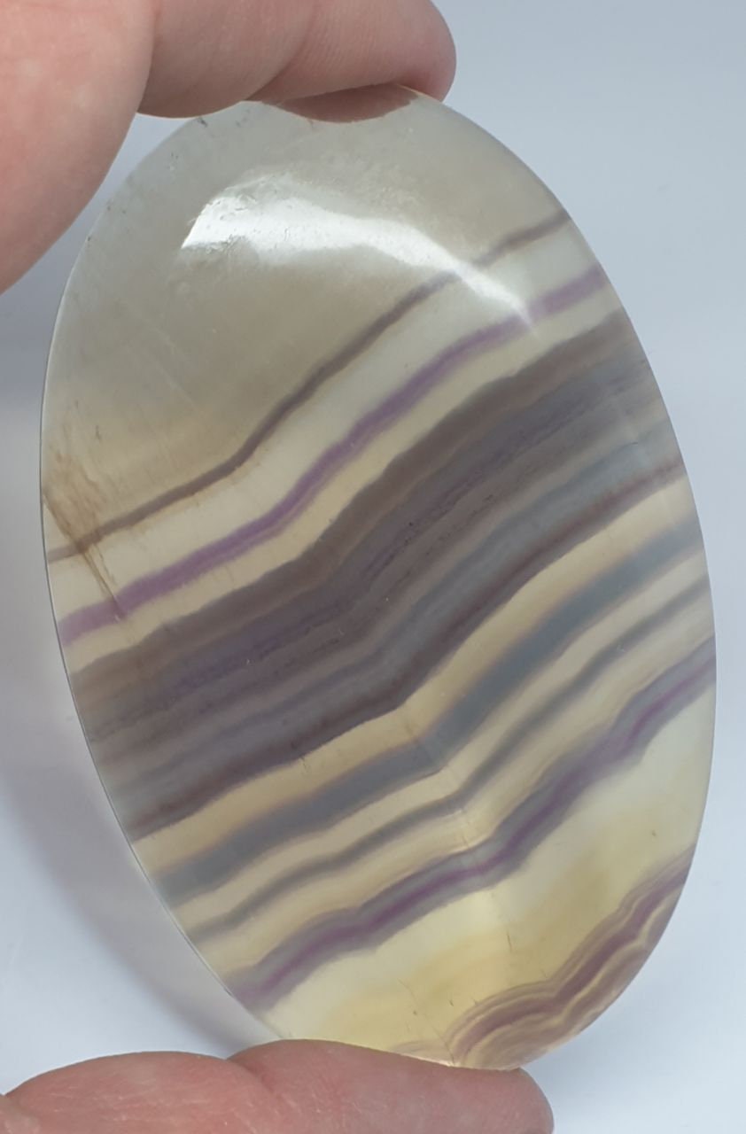 Huge  Natural  Banded  Fluorite Oval Cabochon  53.7×82.8 mm - 360 ct  Rare Color- Unique Collector Stone- Wholesaler Supplier- Top Quality