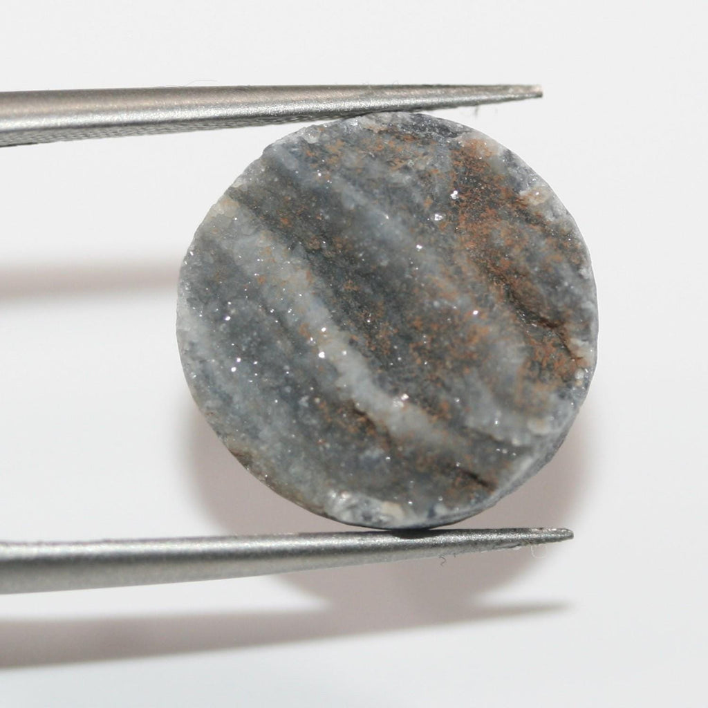 Lote de 4 cabujones druzy redondos de ágata de Botswana en bruto (4 piezas) de 15 mm.