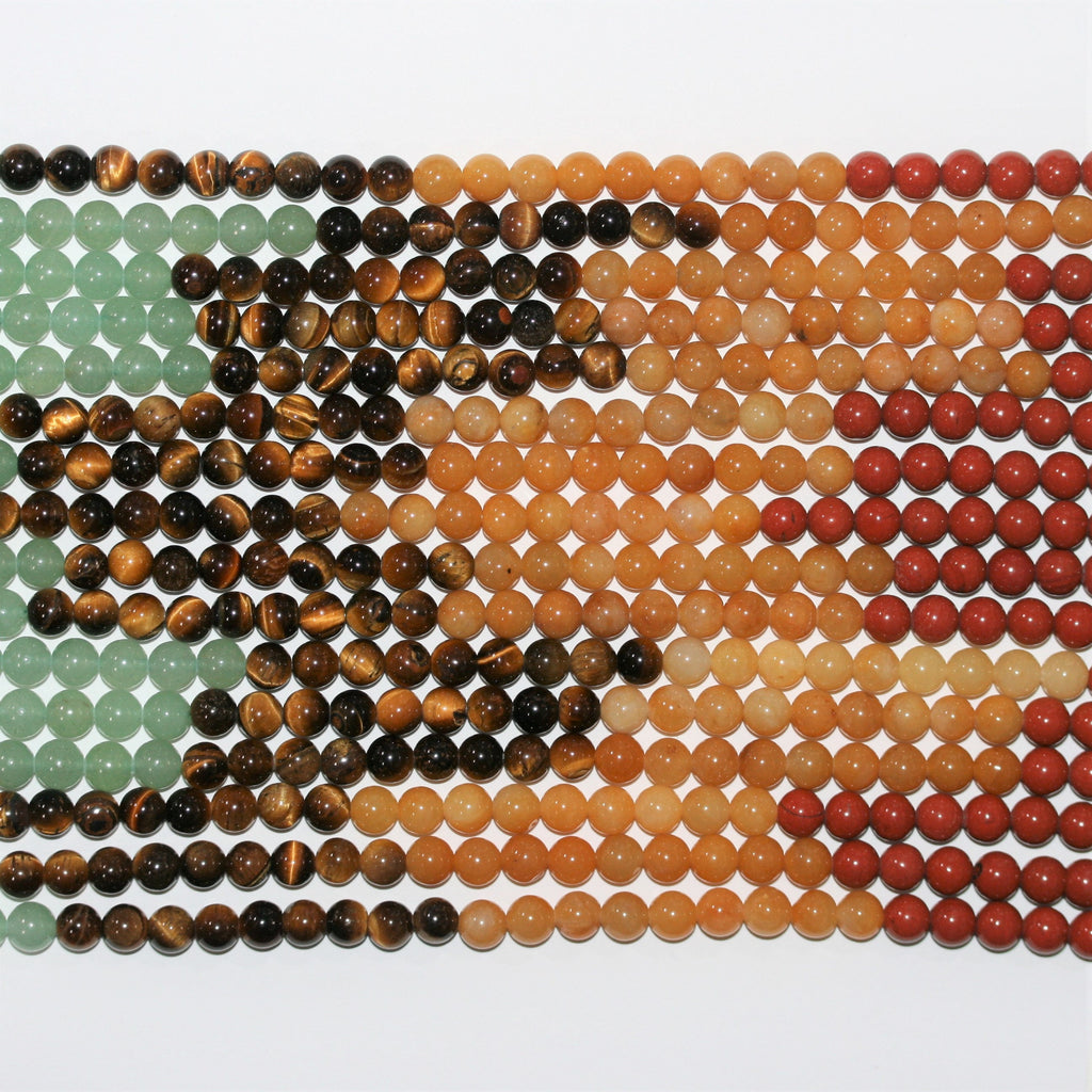 16" St Multi Stone Cuentas Redondas Lisas 6mm.- CHAKRAS - Hilo 39cm.