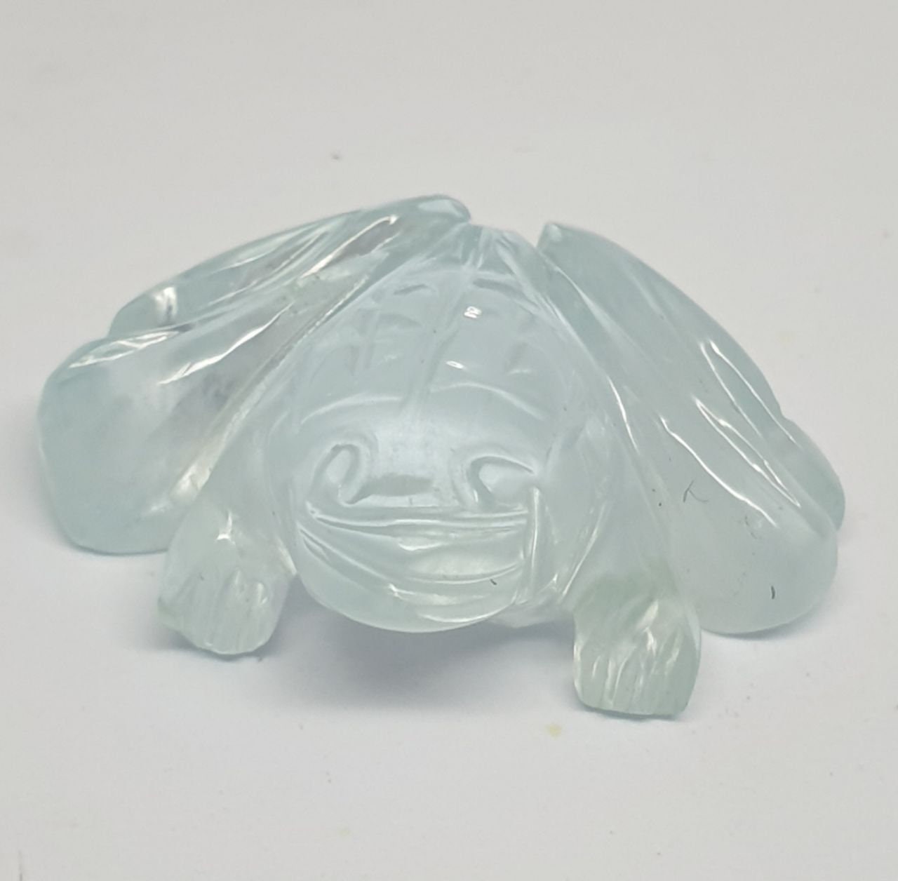 UNIQUE Carved Aquamarine Frog 24.4x18mm. One Of A kind Carving-Natural Stones-Healing Positive Power-One Of A Kind
