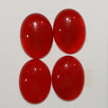 Lote de 4 cabujones ovalados lisos de ágata roja de 25 x 18 mm (4 unidades)