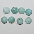 Lote de 8 cabujones redondos lisos de Larimar de 9 mm. (8 uds.).