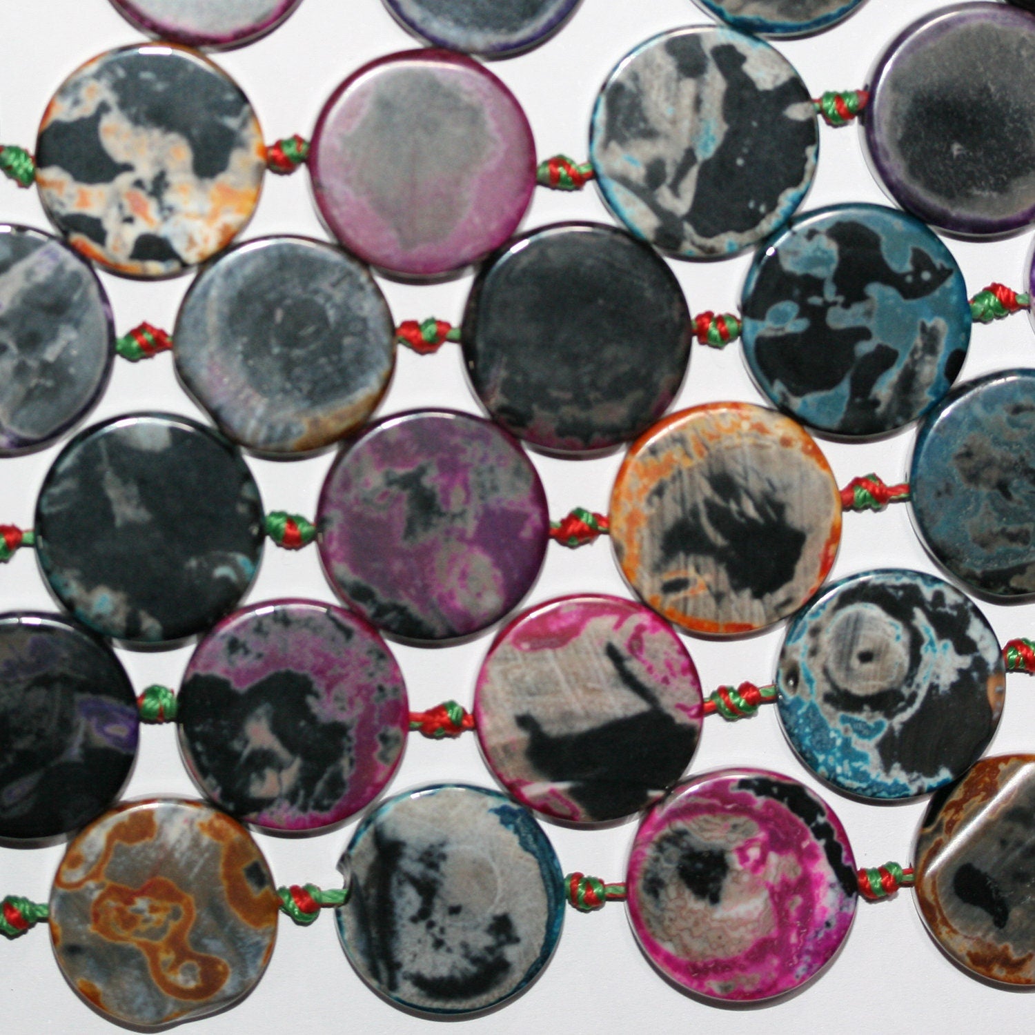 Cuentas lisas de ágata multicolor de 16" (18 mm) - Hilo de 40 cm