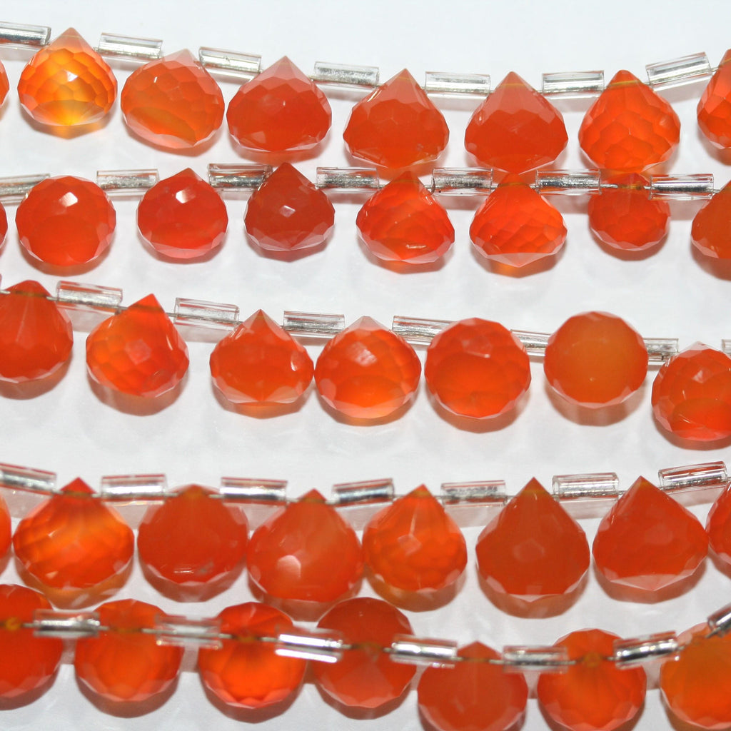 Perles en cornaline facettées de 20 cm (8 pouces), 7-8 mm. Longueur approximative du fil : 20 cm.