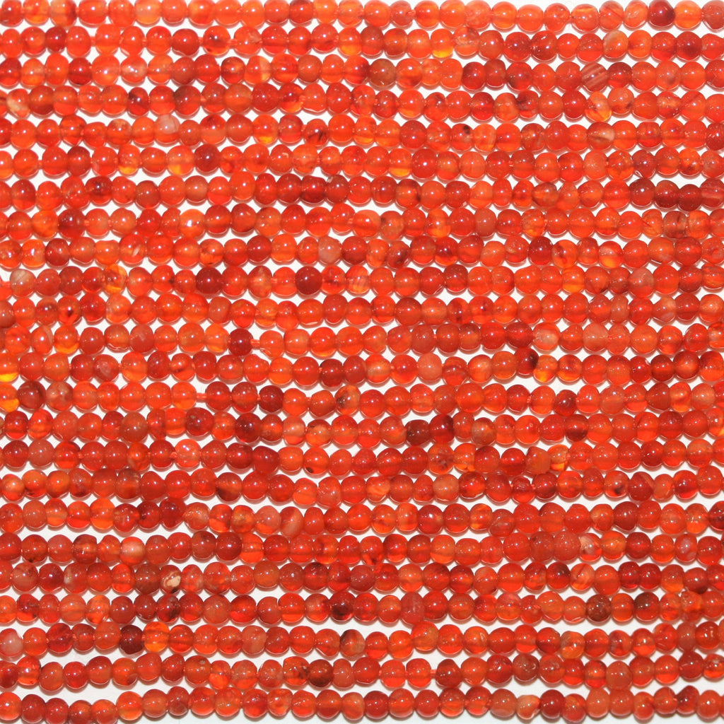 13" St Carnelian Smooth Round Beads 2mm.- Strand 33cm.