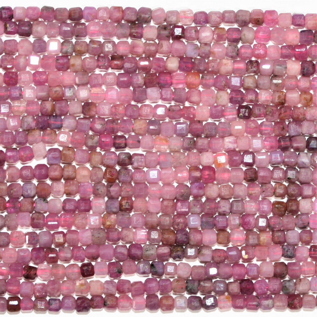 Perles cubiques à facettes en rubis St de 15 pouces, 2 mm, brin de 38 cm.
