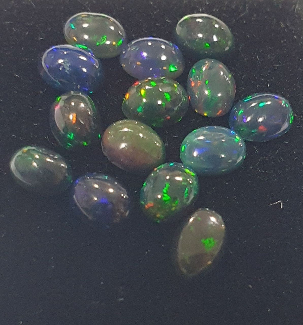 Ethiopian Black Opal Lot Oval Cabochon 4x3mm. (15pcs)  -Gemstone Parcels-Loose Stones Wholesale Price