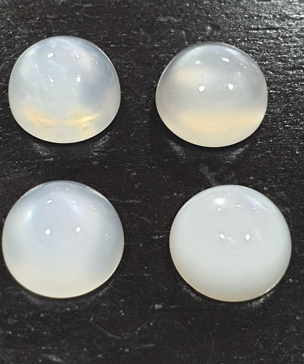 Lote de 4 cabujones redondos de piedra lunar blanca de 13 mm. (4 piezas)