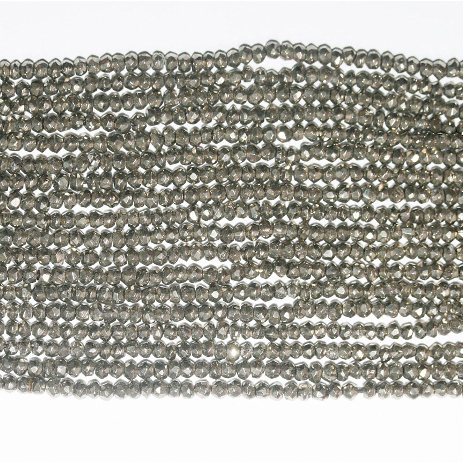 12" St Pyrite Faceted Rondelle 2.5x1.5mm.-Strand 32cm.