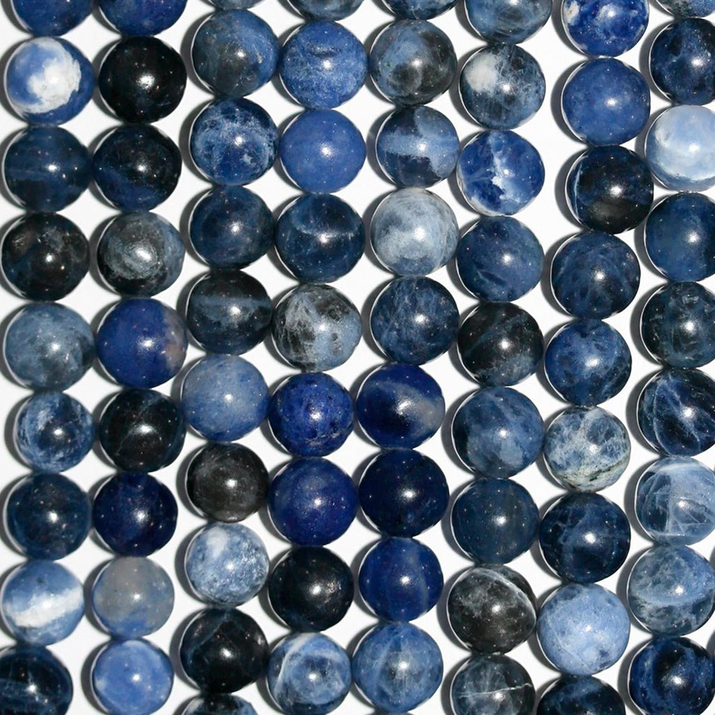 Perles rondes lisses en sodalite St 15" 10 mm.-Rig 39 cm.