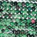 Cuentas redondas facetadas de zoisita rubí de 16" (5-6 mm) - Hilo de 40 cm