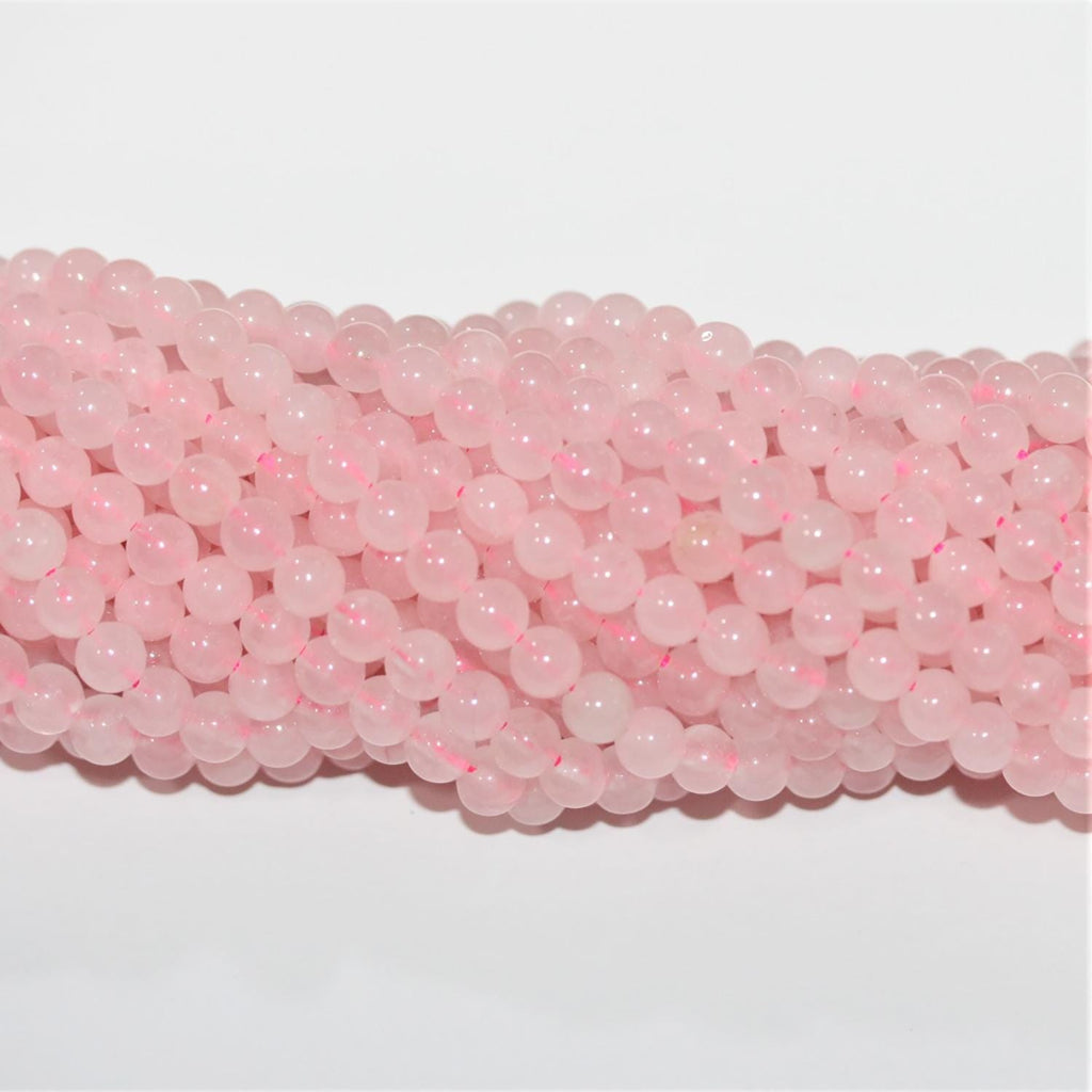Perles rondes lisses en quartz rose St, 6 mm, 15 pouces (38 cm) - Fil de 39 cm