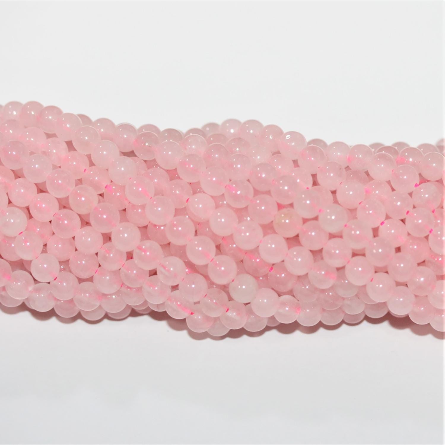 Perles rondes lisses en quartz rose St, 6 mm, 15 pouces (38 cm) - Fil de 39 cm