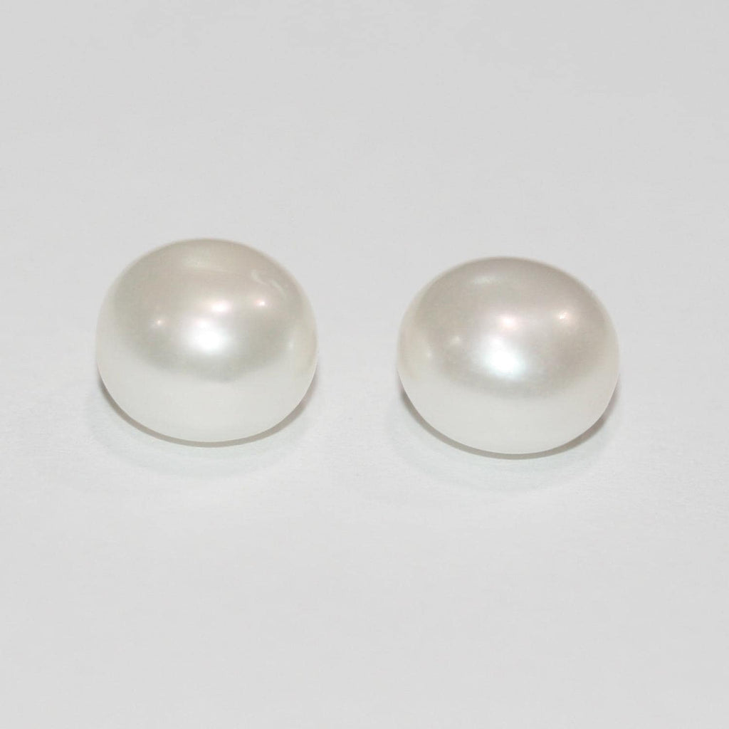 1 Pair High Cultured Button Pearl 10.5-11mm.-Approx.-Half Drill. Button Natural  Pearl-Price Per 1 Pair- Pearl Earring